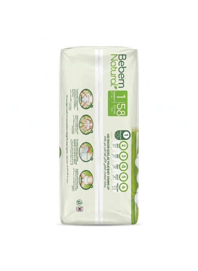 Bebem Baby Diapers by Bebem Naturals, Size 1, 58 Pieces - Image 3