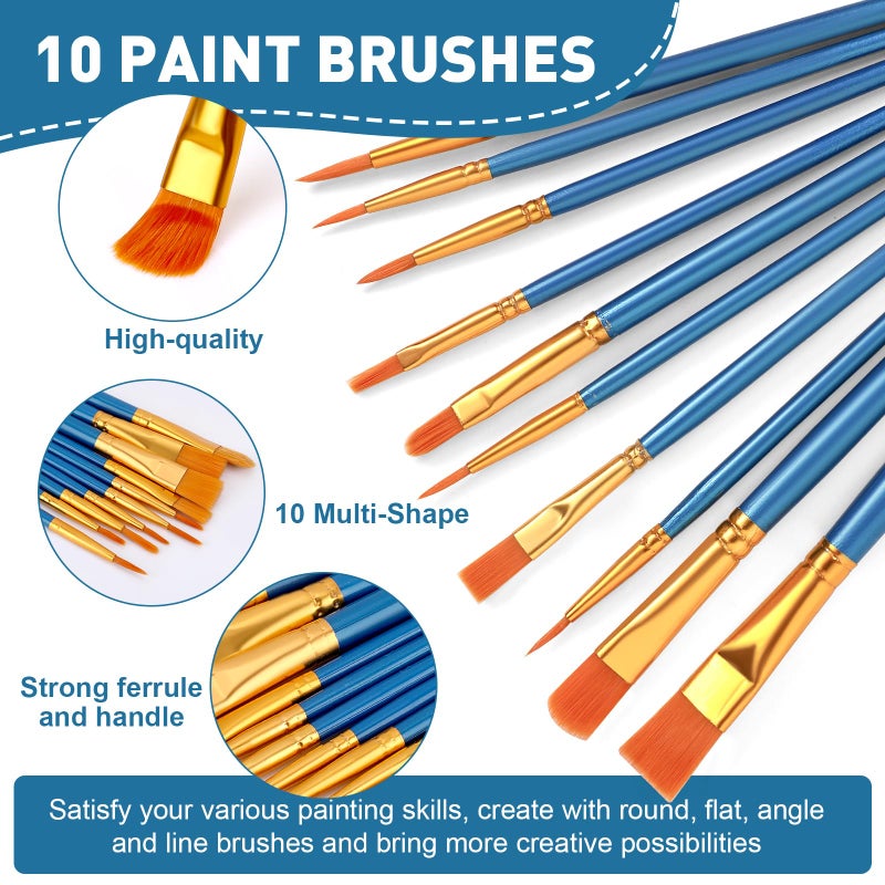 ESRICH 52PCS Acrylic Paint Canvas Set, Acrylic Painting Kit with 2 Set of 12 Colors Acrylics Paint,Paint Brushes,Canvas, Wooden Easels, Art Plates, Art Painting Supplies for Kids Adults Beginners - Image 4