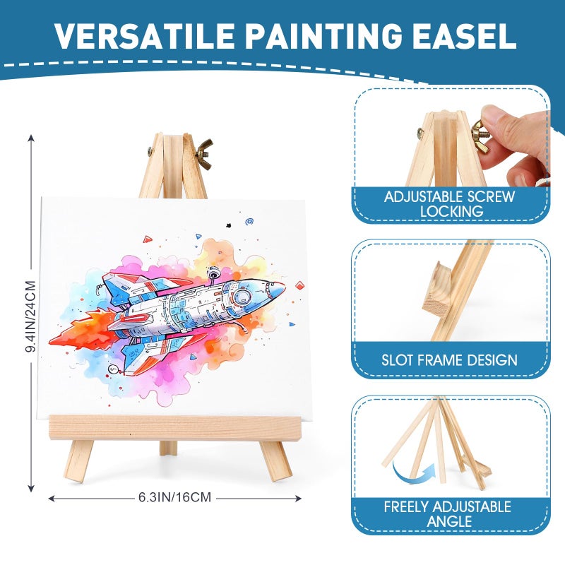 ESRICH 52PCS Acrylic Paint Canvas Set, Acrylic Painting Kit with 2 Set of 12 Colors Acrylics Paint,Paint Brushes,Canvas, Wooden Easels, Art Plates, Art Painting Supplies for Kids Adults Beginners - Image 5