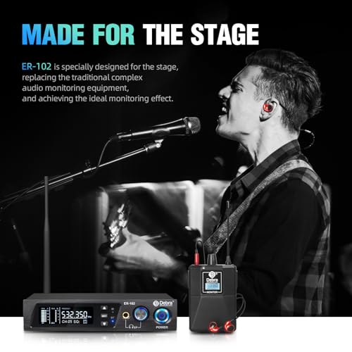 D Debra Audio PRO ER-102 UHF IEM Mono Wireless in Ear Monitor System with Monitoring Type for Stage, Band, Recording Studio,Guitar, Live Performance (Single Channel, 1 Bodypack) - Image 4