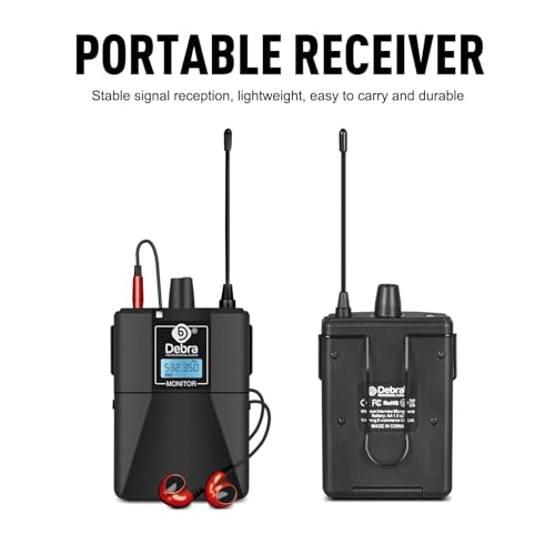 D Debra Audio PRO ER-102 UHF IEM Mono Wireless in Ear Monitor System with Monitoring Type for Stage, Band, Recording Studio,Guitar, Live Performance (Single Channel, 1 Bodypack) - Image 5