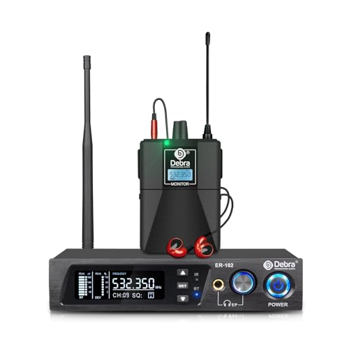 D Debra Audio PRO ER-102 UHF IEM Mono Wireless in Ear Monitor System with Monitoring Type for Stage, Band, Recording Studio,Guitar, Live Performance (Single Channel, 1 Bodypack) - Image 1