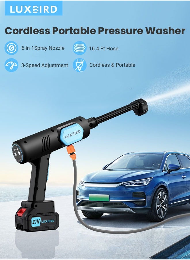 INKBIRD - Cordless Pressure Washer, 21V Portable Electric Washer Gun with 6-in-1 Spray Nozzle, Adjustable Water Column Range, Max 652PSI/2.1GPM, Power Cleaner with Tool Case for Cars, Floors, Windows, Walls, Fences - Image 1