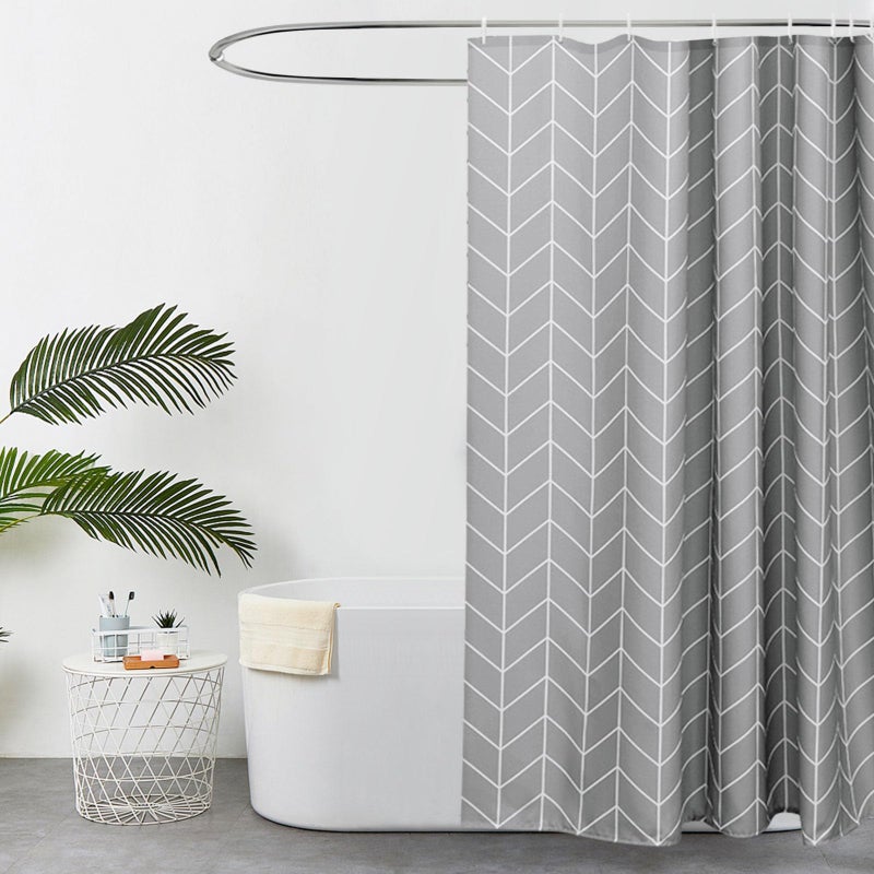 EurCross Stripe Grey Shower CurtainMachine Washable Water Repellent Mildew Free Polyester Bathroom Shower Curtain180 x 180cm