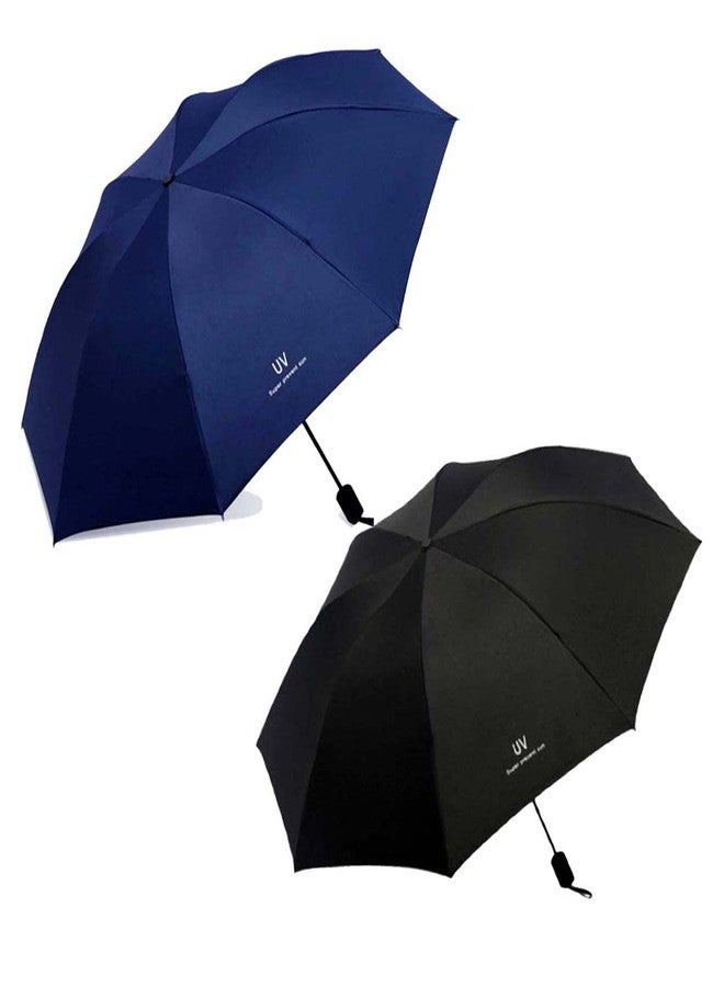 KEKEMI 3 Fold UV Plain Manual Sun & Rain Umbrella for Men & Women (Pack of 2) - Image 1