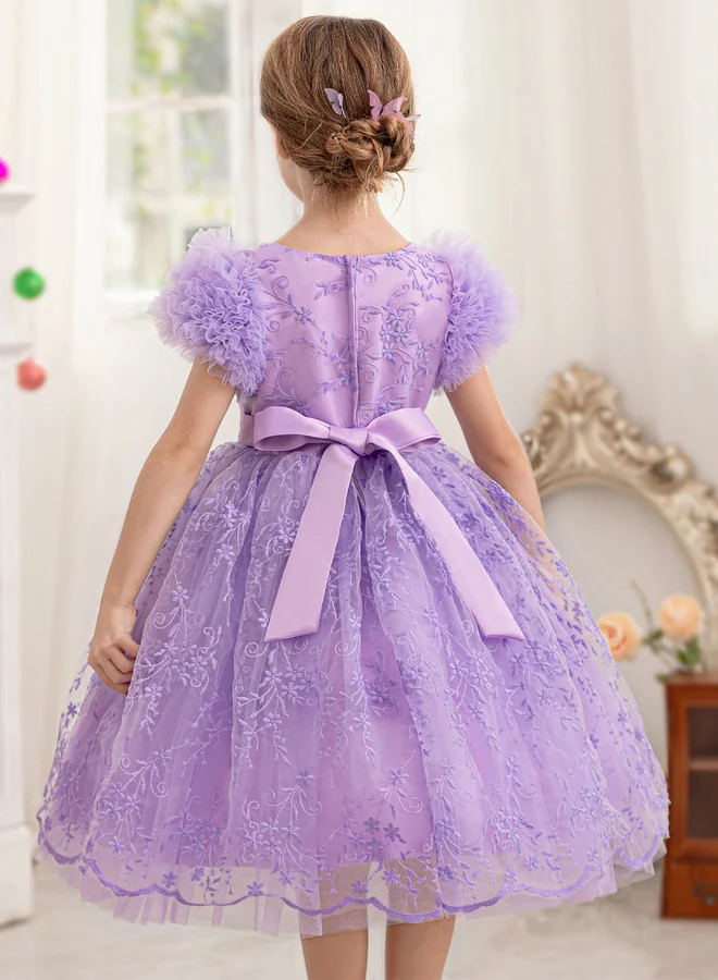 Take Two  Girls Floral Mesh All Lace Bow Detail Party Dress for Women | Best Price UAE