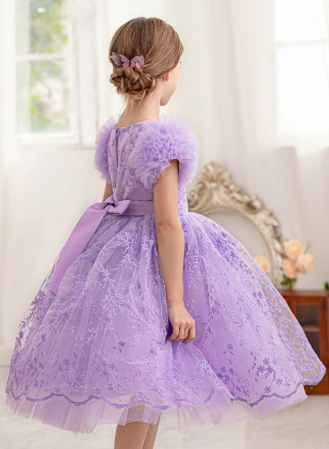 Take Two  Girls Floral Mesh All Lace Bow Detail Party Dress for Women | Best Price UAE