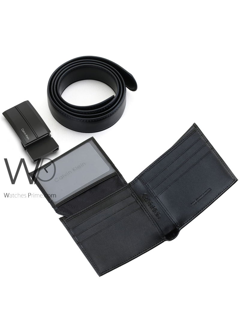كالفن كلاين جينز طقم هدية رجالي كالفن كلاين محفظة وحزام أسود - إبزيم CK - Image 5