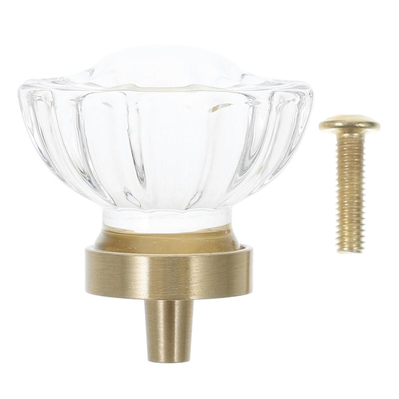 Vintage Brass Drawer Knobs Lotus Light Design Cabinet Handles Round Pulls With Screws - Image 2
