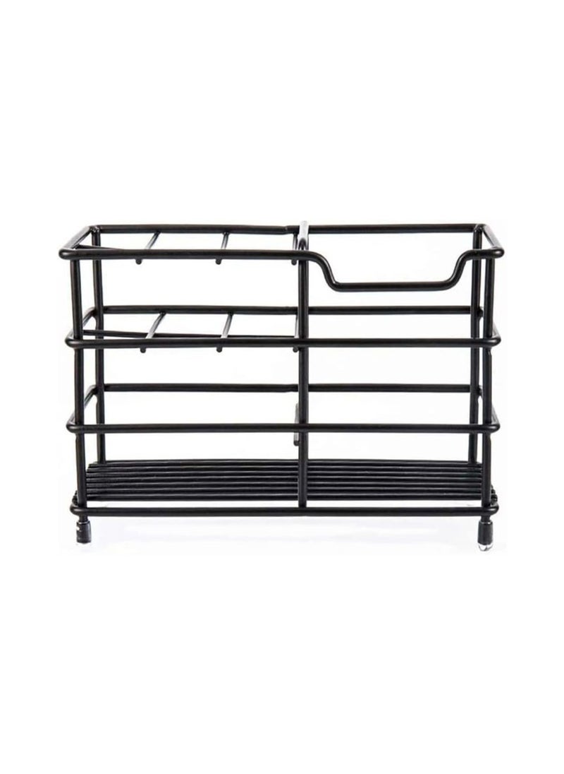 sulfar Mild Steel Toothbrush Holder Toothpaste Stand Tumbler Holder for Bathroom Bathroom Accessories for Home (Black)  - Image 1