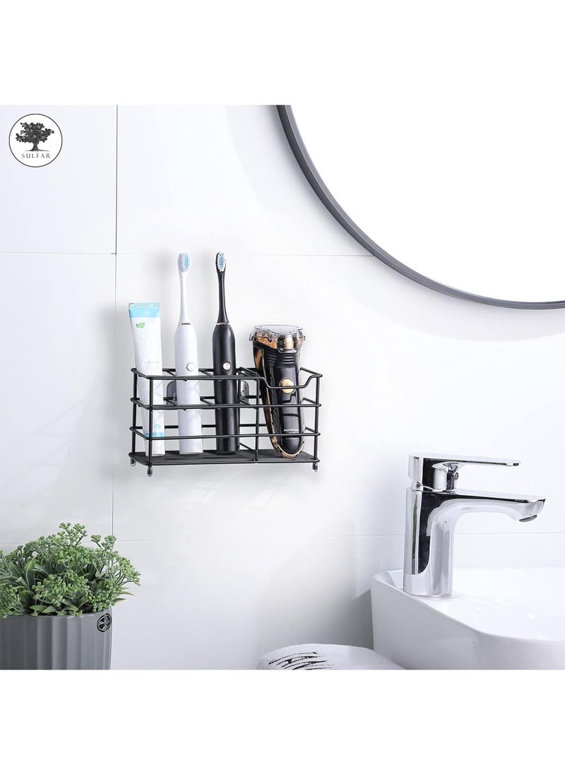 sulfar Mild Steel Toothbrush Holder Toothpaste Stand Tumbler Holder for Bathroom Bathroom Accessories for Home (Black)  - Image 5
