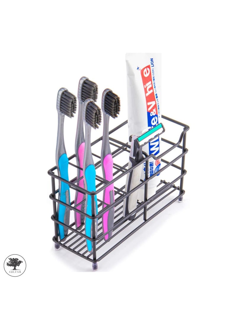 sulfar Mild Steel Toothbrush Holder Toothpaste Stand Tumbler Holder for Bathroom Bathroom Accessories for Home (Black)  - Image 4