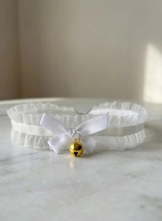 تايك تو Plain Lace Bow Bell Choker Necklace