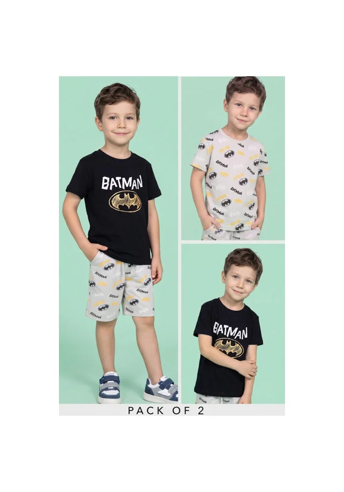 أر أند بي 2 Pack Batman Print T-Shirts with Short Sleeves
