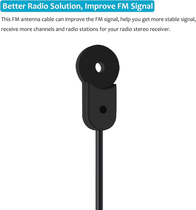 Fancasee FM Antenna for Stereo Receiver Indoor, FM Radio Antenna 75 Ohm F Type Male Plug Jack Adapter Coaxial Cable Wire Antenna for Table Top Home Stereo Receiver Audio Video Radio Receiver - Image 4