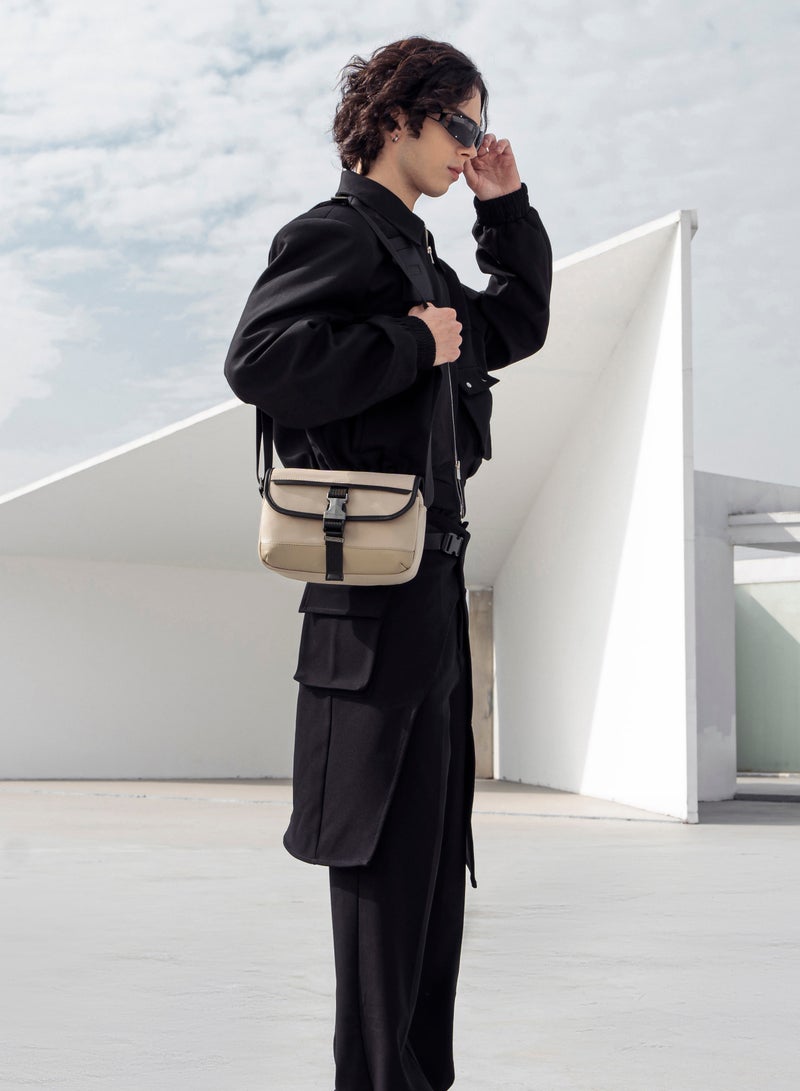 ARCTIC HUNTER Unisex Small Shoulder Bag Durable Water-Resistant Compact Sling Bag with Multiple Compartments for Casual/ Daily/ Travel, KB00828, Khaki - Image 2