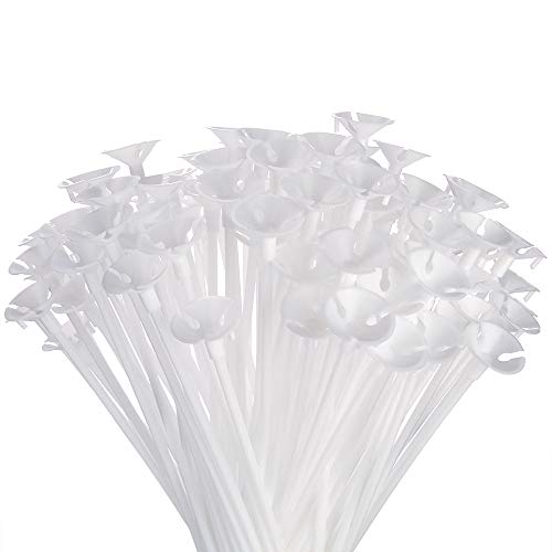 PP OPOUNT 50 Pieces Balloon Sticks Upgraded Version 126 Inch White Balloon Sticks Holders with Cups for Christmas Decoration Wedding Party Holidays Anniversary Decor - Image 1
