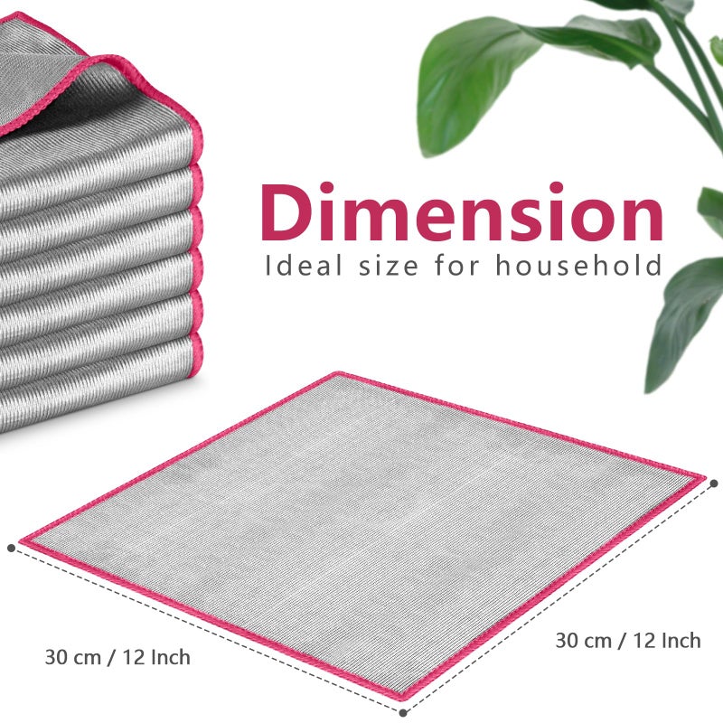 Airlab Glass Polishing Cloth Streak Free Miracle Microfiber Cleaning Cloth Lint Free Cleaning Rags for Glasses Kitchen Dish Mirrors Easy Clean, Pack of 6, 12" x 12", Sliver-Pink - Image 5