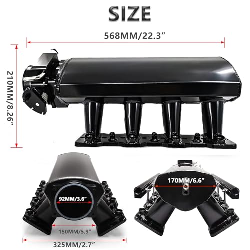 YESHMA For LS LS1 LS2 LS6 Intake Manifold with Throttle Body Compatible with Chevy 4.8L 5.3L 5.7L 6.0L (92MM Black) - Image 3