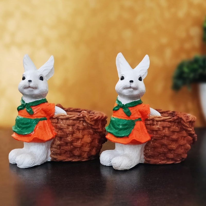 House of Crafts Maheshwari Handcrafted Polyresin Rabbit Planter Pot/Vase for Home Decor Office Reception Desk Garden Décor Small Decorative Rabbit Statue Planter Showpiece for Diwali Decoration Gift - Image 1