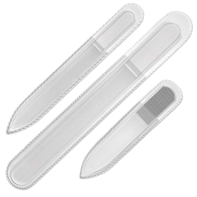 Genuine Czech Glass Nail File Set - Multi-Functional Shiner Buffer, Double Sided Different Grit Etched Surface, Manicure & Pedicure, Professional Nail Care Tool, EU Quality by GLADZY