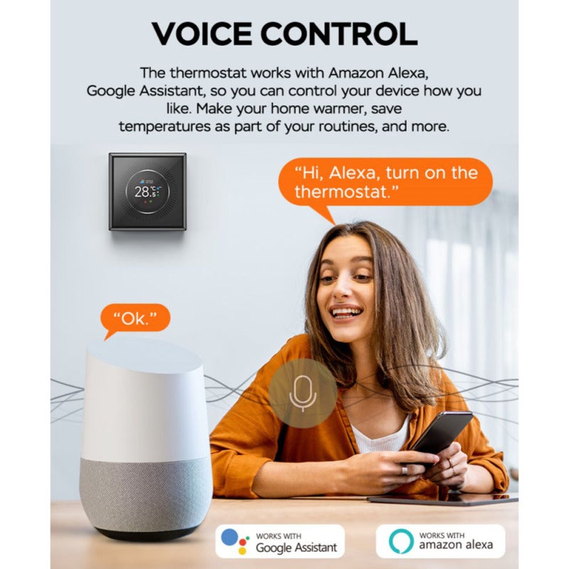 Smart Thermostat: Gray 1.32" TFT Screen - Precise Temperature Control With Ambient Lights for Smart Home, Home And Office Comfort - Image 2