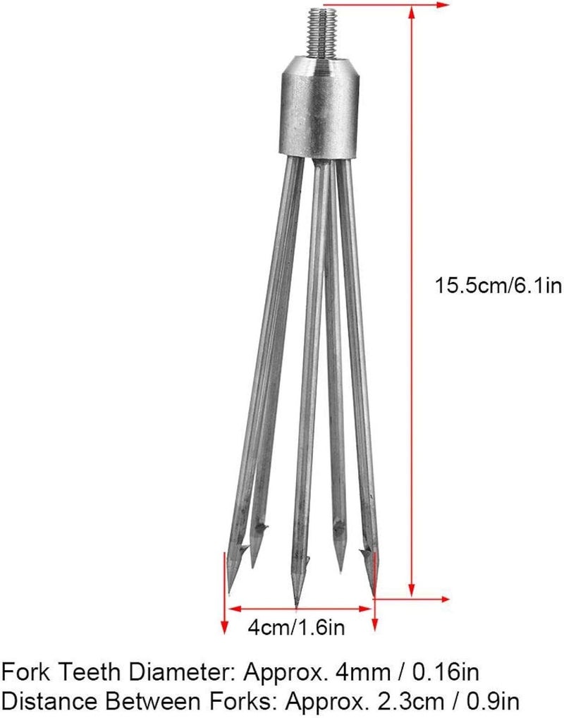 klarako Fishing Spear, Durable Stainless Steel Fishing Spear Fork Fish Harpoon 8mm Screw Head Tackle Accessory - Image 4