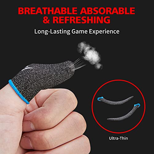 sinrella 6 Pieces Gaming Finger Sleeve Thumb Sleeve Controller for Mobile Game for PUBG Anti-Sweat Breathable Seamless (Charcoal Gray Blue) - Image 5