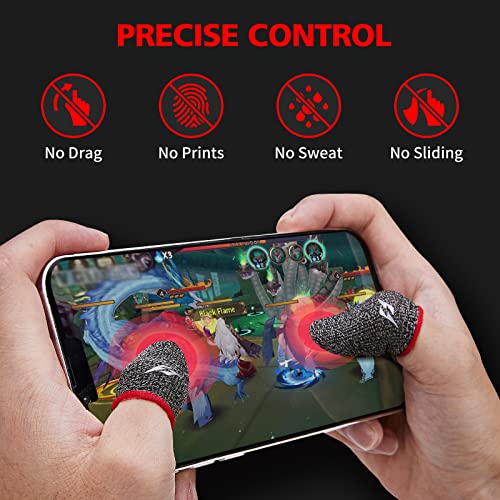 sinrella 6 Pieces Gaming Finger Sleeve Thumb Sleeve Controller for Mobile Game for PUBG Anti-Sweat Breathable Seamless (Charcoal Gray Blue) - Image 2