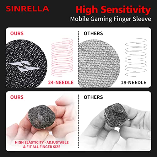 sinrella 6 Pieces Gaming Finger Sleeve Thumb Sleeve Controller for Mobile Game for PUBG Anti-Sweat Breathable Seamless (Charcoal Gray Blue) - Image 4
