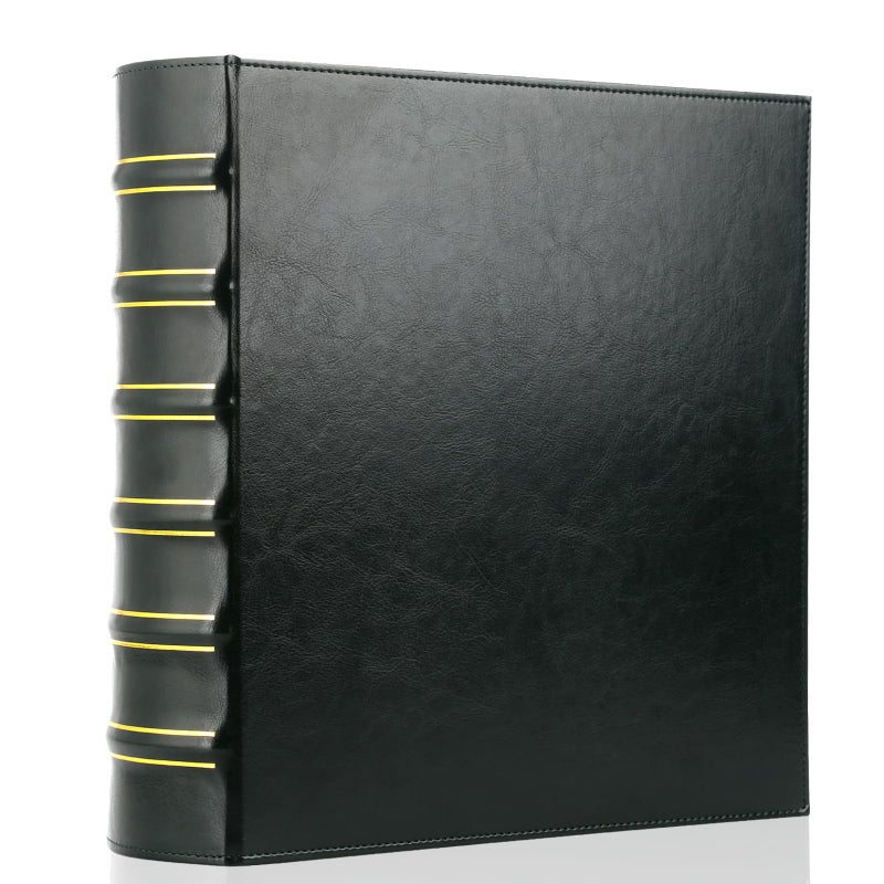 LETVPVOW Vintage Hardback 3 Ring Binder 2 Inch, Professional Leather Binder 3 Ring, Three Ring Binders Fits 8.5" x 11", D Ring Binders for Photo Album, Home, School and Office Supplies- Dark Green - Image 1