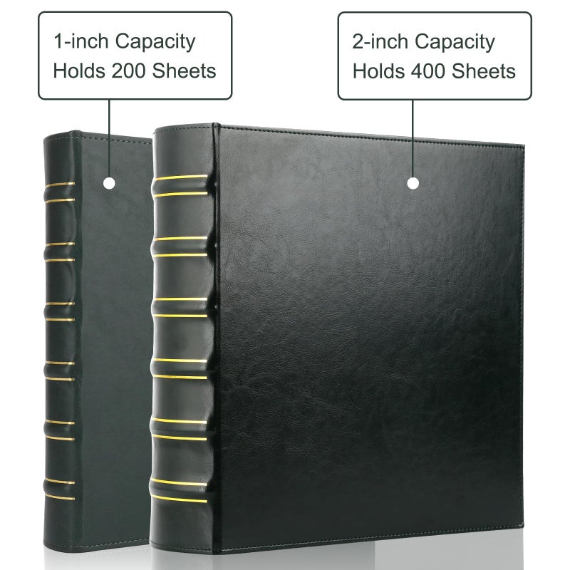 LETVPVOW Vintage Hardback 3 Ring Binder 2 Inch, Professional Leather Binder 3 Ring, Three Ring Binders Fits 8.5" x 11", D Ring Binders for Photo Album, Home, School and Office Supplies- Dark Green - Image 5