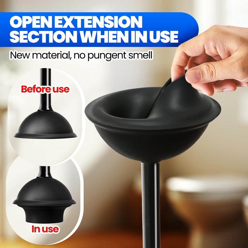 Denvlex Toilet Plunger with Holder, Heavy Duty Plunger and Holder Combo for Bathroom Cleaning, Bathroom Decor, Bathroom Accessories, Toilet Bowl Cleaners, Black, 18.8inch - Image 4