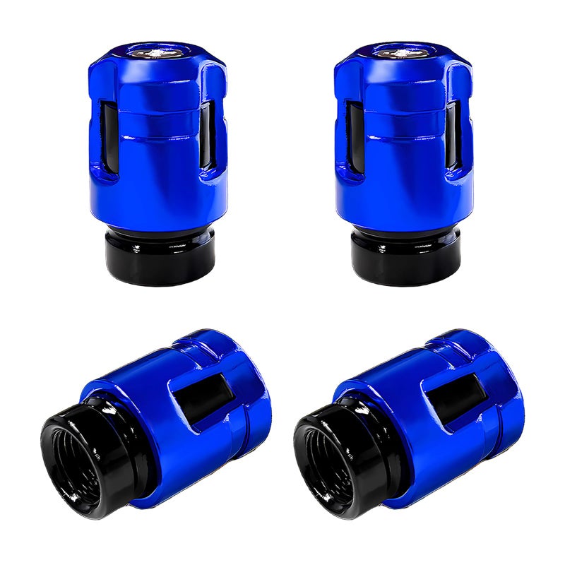 Yourkar 4 PCS Car Tire Valve Stem Caps Unique Shape Aluminum Alloy Wheel Valve Covers Corrosion Resistant LeakProof Tire Valve Stem Cover Universal Vehicle Wheel Accessories Blue - Image 3