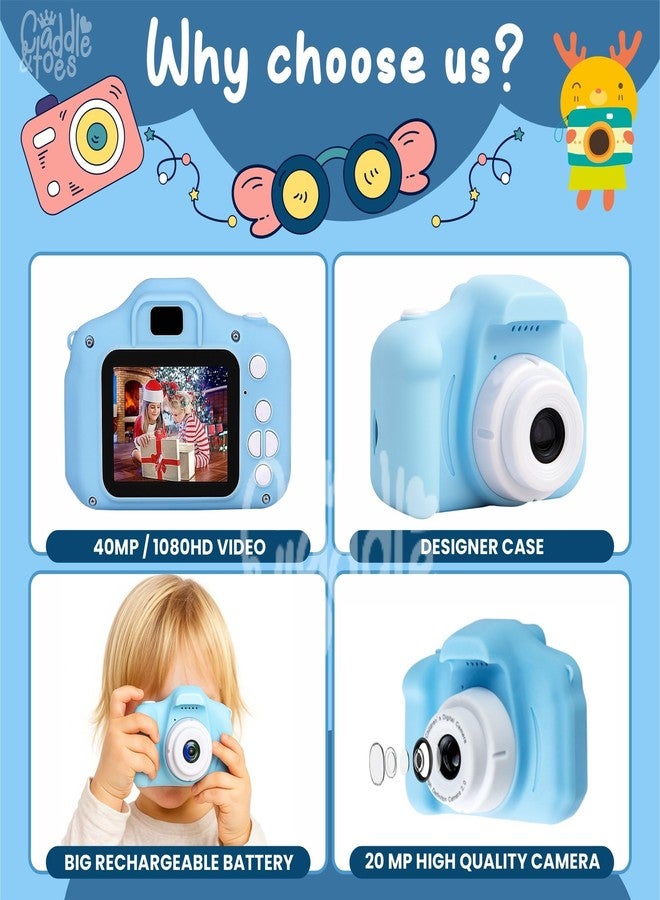 CADDLE & TOES Kids Digital Camera for Photos & Videos | Mini Camera Toy with 2-Inch Screen & USB Rechargeable | Fun & Educational Gift for Boys & Girls Age 3-10 | Easy to Use for Kids (Blue) - Image 4
