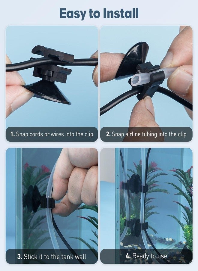 باوفلي مجموعة باوفلاي من 30 كوب شفط لأحواض السمك، مشابك أكواب شفط لأحواض السمك لأنابيب الهواء القياسية بقطر داخلي 3/16 بوصة، والأسلاك، وسلك الطاقة، وحامل خرطوم صغير للأسماك، وملحقات مضخة الهواء، أسود - Image 5