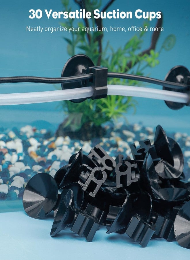 باوفلي مجموعة باوفلاي من 30 كوب شفط لأحواض السمك، مشابك أكواب شفط لأحواض السمك لأنابيب الهواء القياسية بقطر داخلي 3/16 بوصة، والأسلاك، وسلك الطاقة، وحامل خرطوم صغير للأسماك، وملحقات مضخة الهواء، أسود - Image 2
