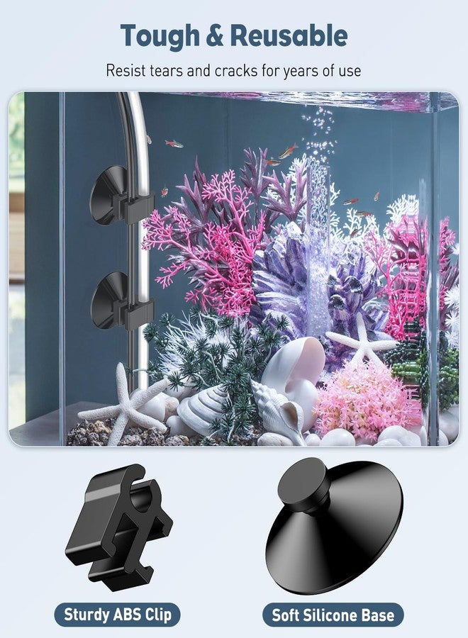 باوفلي مجموعة باوفلاي من 30 كوب شفط لأحواض السمك، مشابك أكواب شفط لأحواض السمك لأنابيب الهواء القياسية بقطر داخلي 3/16 بوصة، والأسلاك، وسلك الطاقة، وحامل خرطوم صغير للأسماك، وملحقات مضخة الهواء، أسود - Image 3