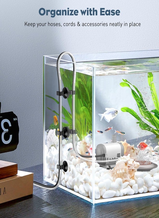 باوفلي مجموعة باوفلاي من 30 كوب شفط لأحواض السمك، مشابك أكواب شفط لأحواض السمك لأنابيب الهواء القياسية بقطر داخلي 3/16 بوصة، والأسلاك، وسلك الطاقة، وحامل خرطوم صغير للأسماك، وملحقات مضخة الهواء، أسود - Image 4