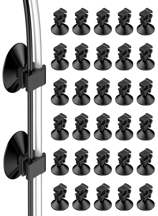 باوفلي مجموعة باوفلاي من 30 كوب شفط لأحواض السمك، مشابك أكواب شفط لأحواض السمك لأنابيب الهواء القياسية بقطر داخلي 3/16 بوصة، والأسلاك، وسلك الطاقة، وحامل خرطوم صغير للأسماك، وملحقات مضخة الهواء، أسود - Image 1