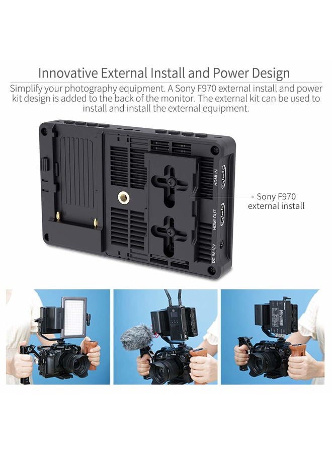 Feelworld F5 Pro IPS FHD1920x1080 4K HDMI Input Output 5 V Type-c Input Tilt Arm Sun Shade Touch Screen DSLR Camera Field Monitor (5.5in) - Image 4