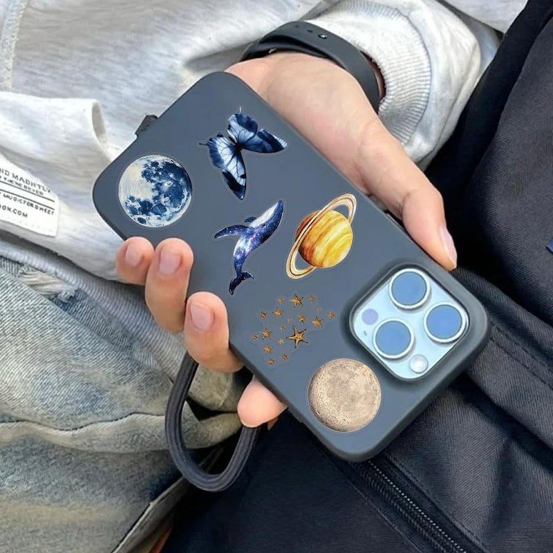 YOKSAS 50PCS Holographic Blue Space Cosmic Celestial Stickers â€“ Waterproof Vinyl Planets, Stars, Moons, Astronauts, Galaxies Decals for Laptops, Phones, Water Bottles, Scrapbook - Image 5
