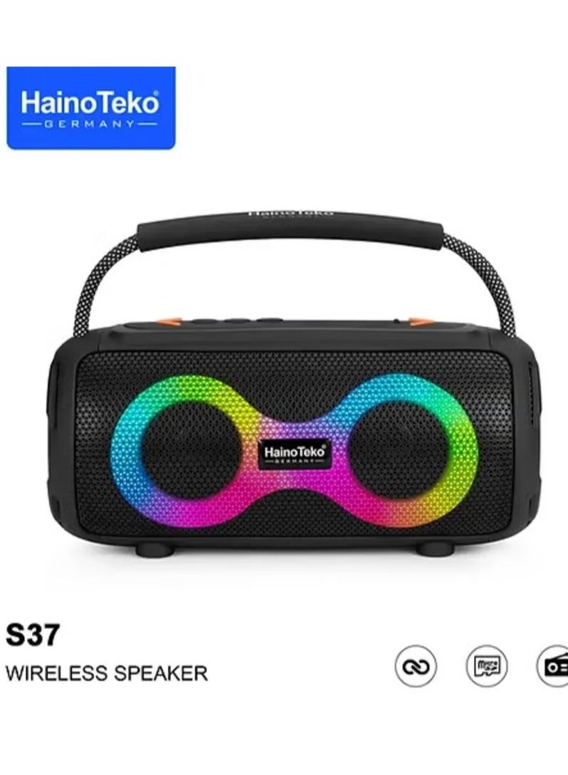 Haino Teko S37 Portable Wireless Bluetooth Speaker – Compact, High-Quality Sound, Waterproof Design | Long Battery Life, Hands-Free Calling – Ideal for Outdoor Adventures, Travel & Parties - Image 1