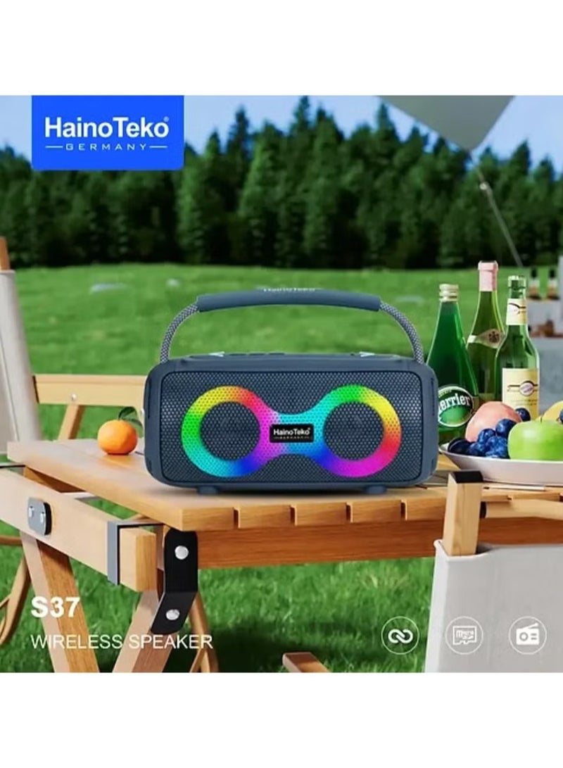 Haino Teko S37 Portable Wireless Bluetooth Speaker – Compact, High-Quality Sound, Waterproof Design | Long Battery Life, Hands-Free Calling – Ideal for Outdoor Adventures, Travel & Parties - Image 3