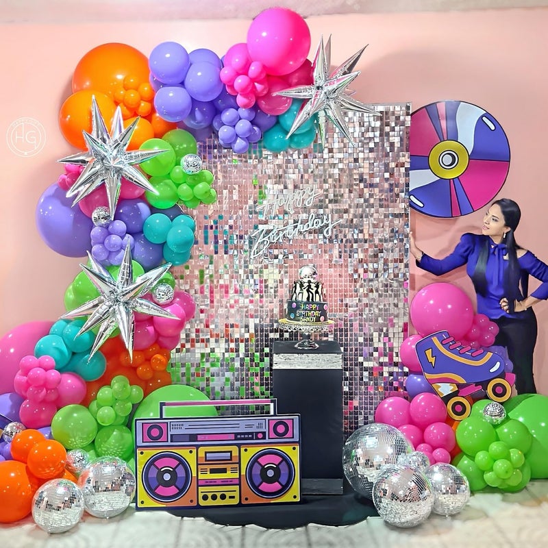 AobkDeco 90s 80s Disco Theme Party Decorations, 151Pcs Balloon Arch Kit with Disco Ball, Retro Glasses, Musical Note, Guitar & Star Foil Balloons for Back to 80s 90s disco Birthday party - Image 5