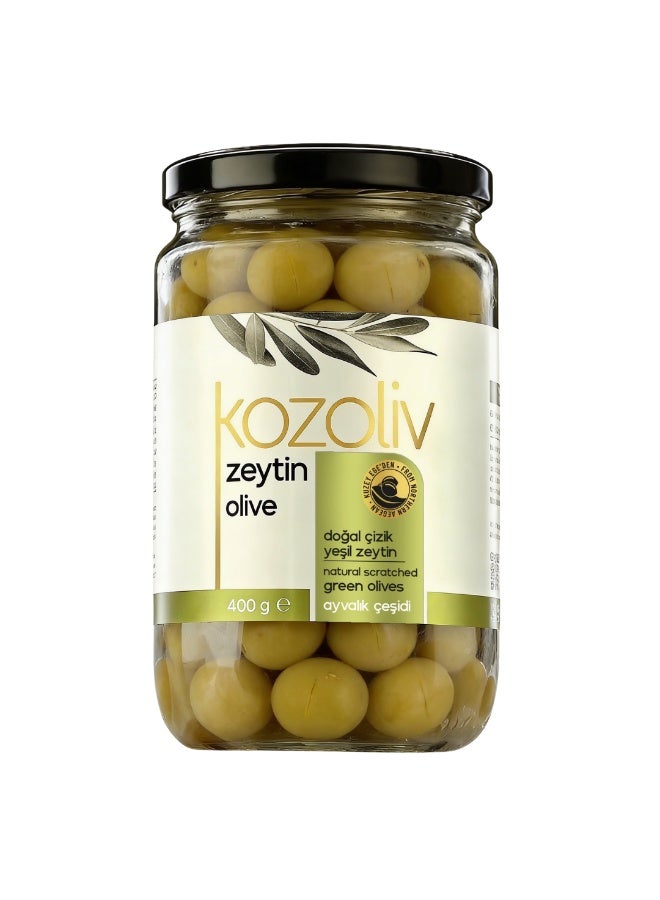 Kozoliv Scratched Premium Turkish Green Olives 400 gr - Image 1