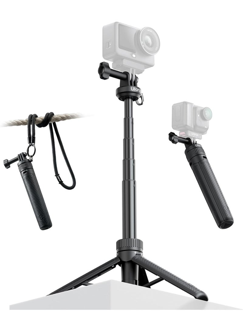 ULANZI MT92 Action Camera Selfie Stick Tripod 23.62", Portable Adjustable Vlog Handle Grip with Neck Lanyard for GoPro Hero 13/12/11/10/9/8/7/6, AKASO, DJI Osmo Action 6/5 Pro/4/3, Insta360 - Image 1