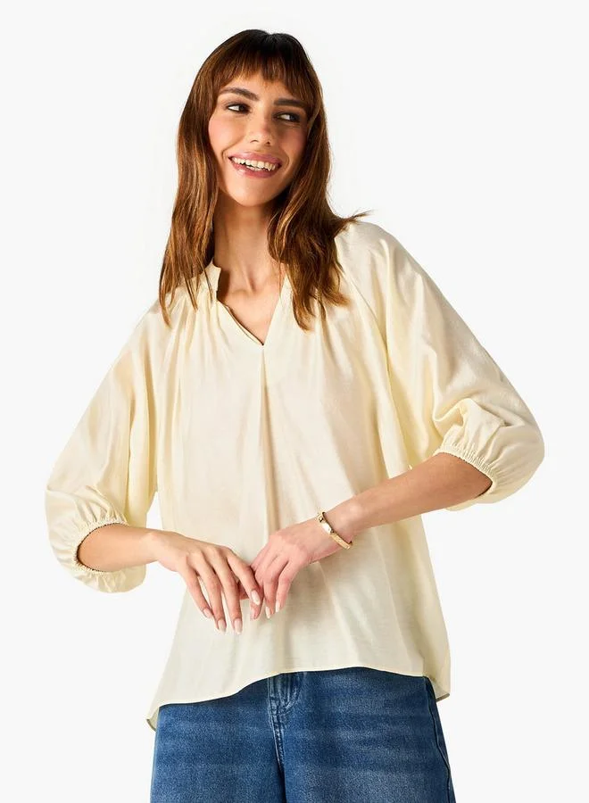 Splash FAV Mandarin Collar Balloon Sleeves Top