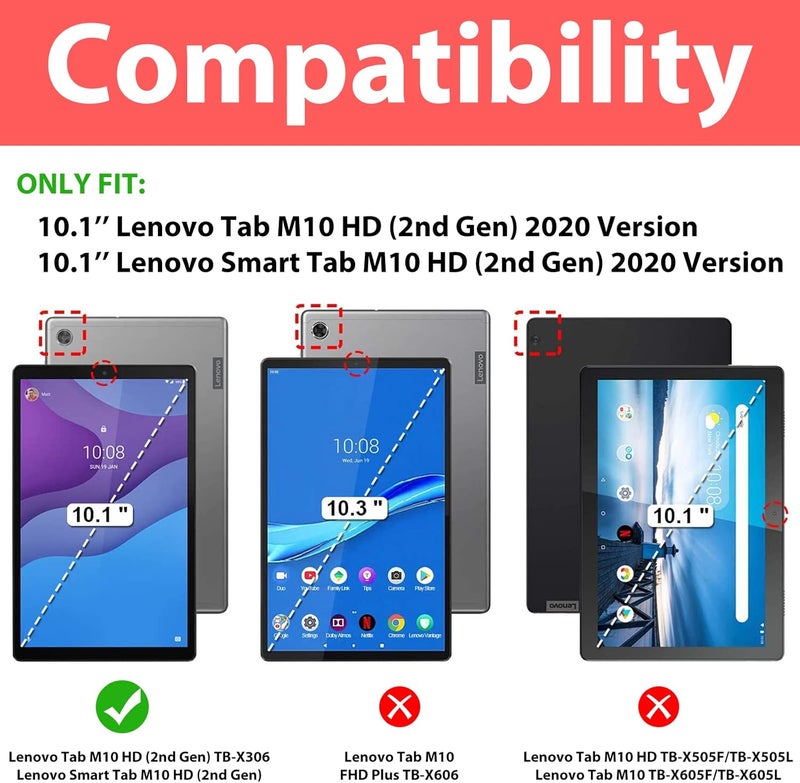 Procases [2 Pack] Screen Protector For Lenovo Tab M10 Hd 2Nd Gen (Tb-X306X) / Smart Tab M10 Hd 2Nd Gen (Tb-X306F) 10.1 Inch 2020 Release, Tempered Glass Screen Film Guard Screen Protector Clear - Image 3