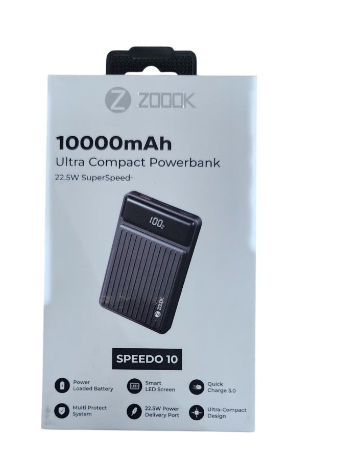 ZOOOK Speedo 10 Ultra Compact Power Bank 10000mAh – 22.5W Super Fast Charging, Dual Output, LED Display – Black - Image 2